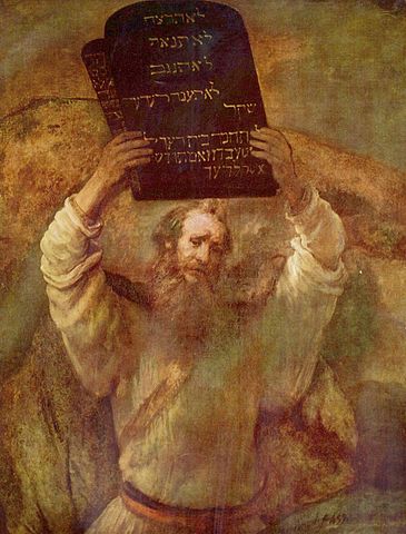 Rembrandt painting: Moses Breaking the Tablets of the Law.